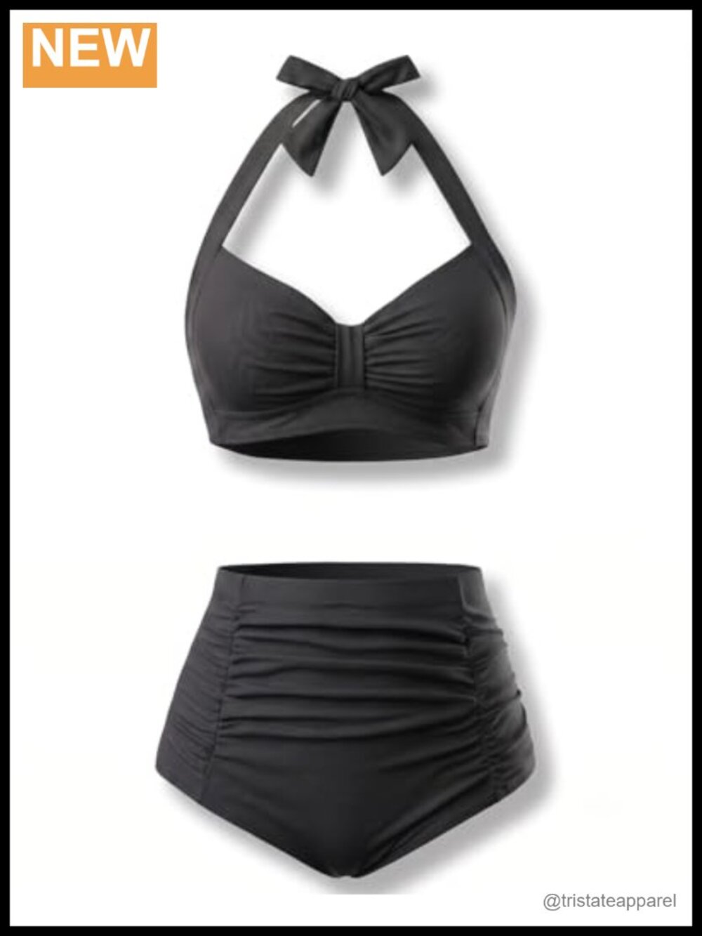 High Waisted Bikini Set Halter V-Neck Two Piece Swimsuit Tummy Control
